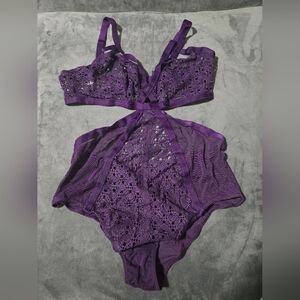 Adore Me Purple Lace / Mesh Bodysuit
